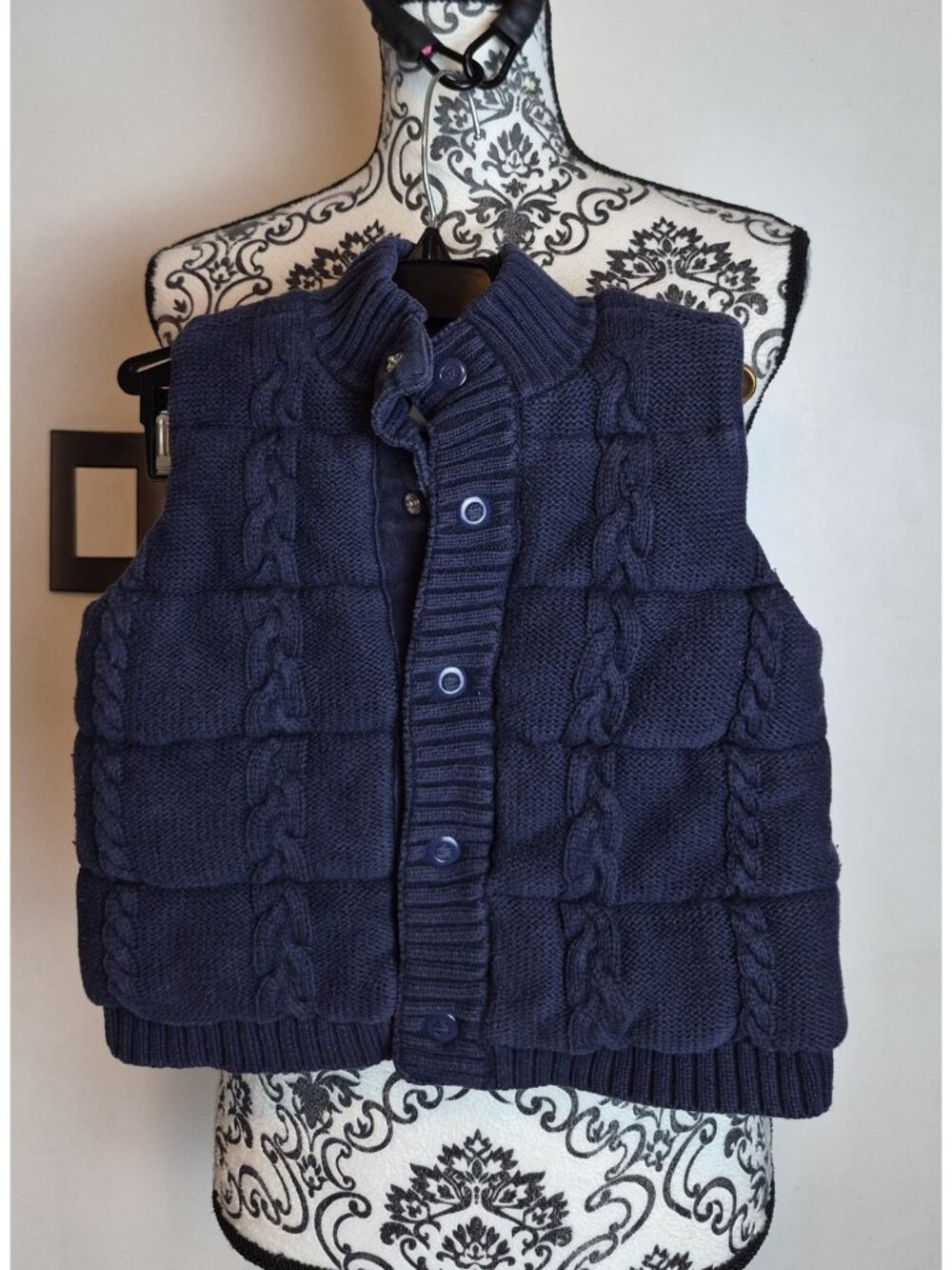 Janie and Jack Boys Navy Cable Knit Sweater Vest Size 2T-3T Button Front